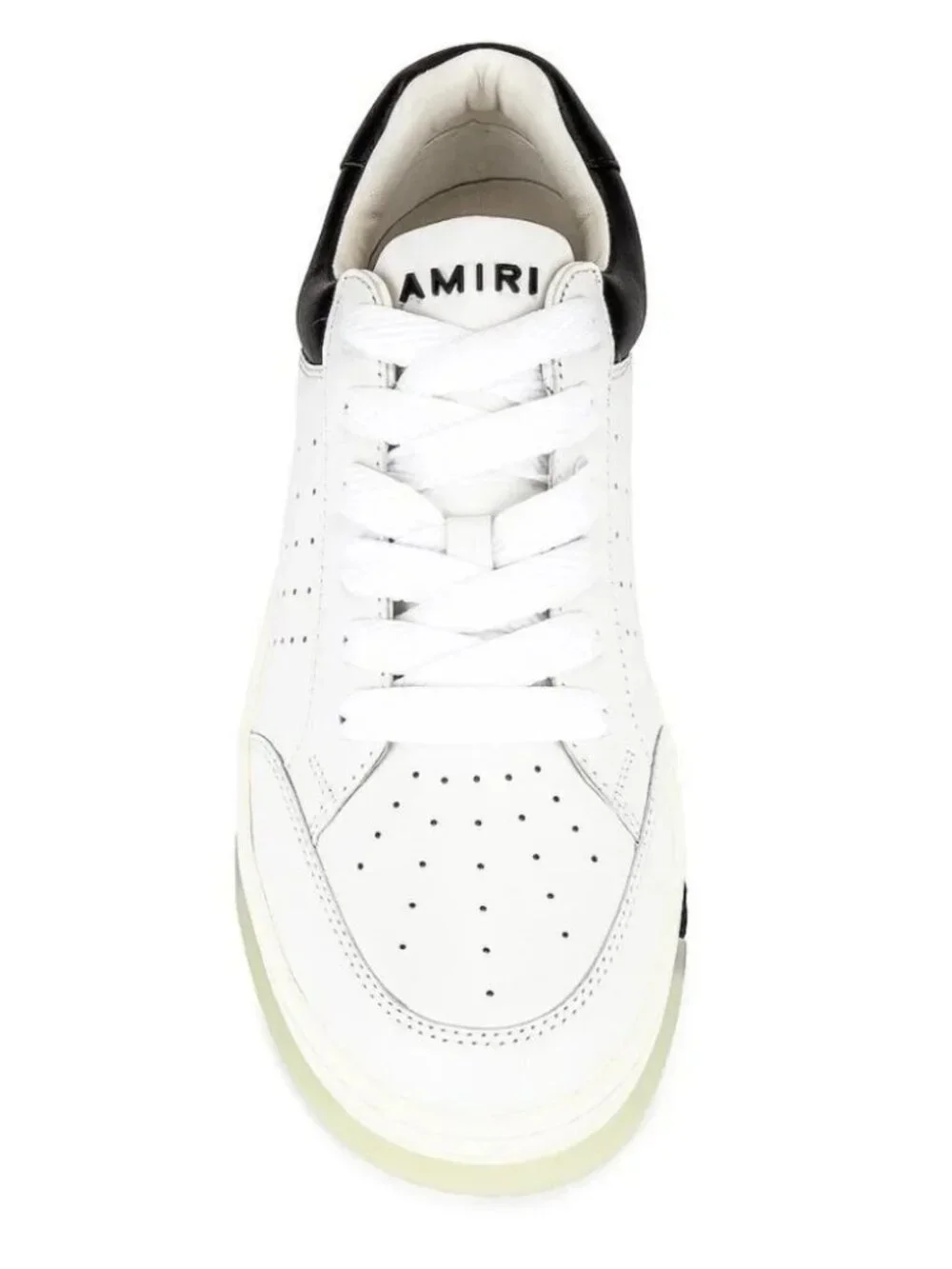 AMIRI Men's White Black Stadium Low-Top Lace-Up Sneakers Shoes
